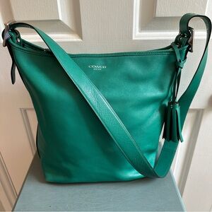 COACH Legacy Duffel Handbag Hobo Emerald Green Tassel Crossbody